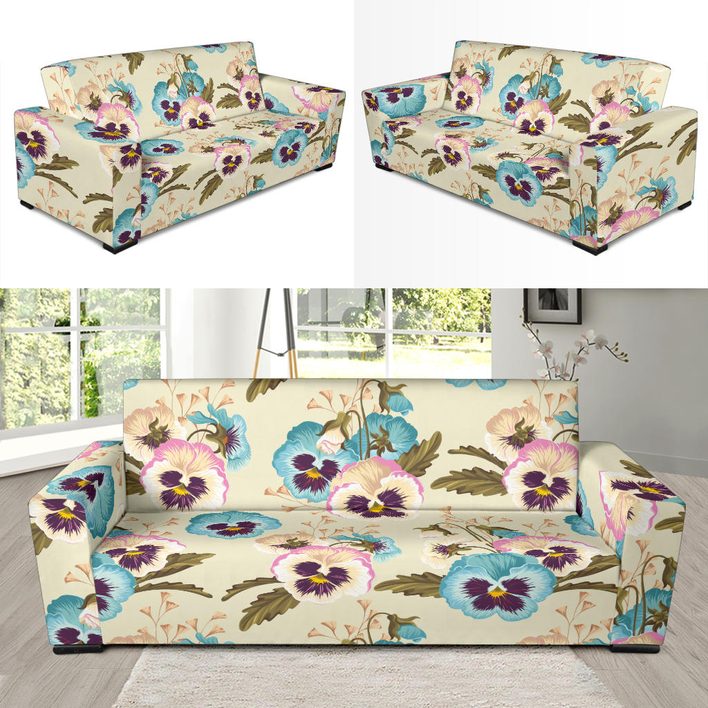 Pansy Pattern Print Design A02 Sofa Slipcover