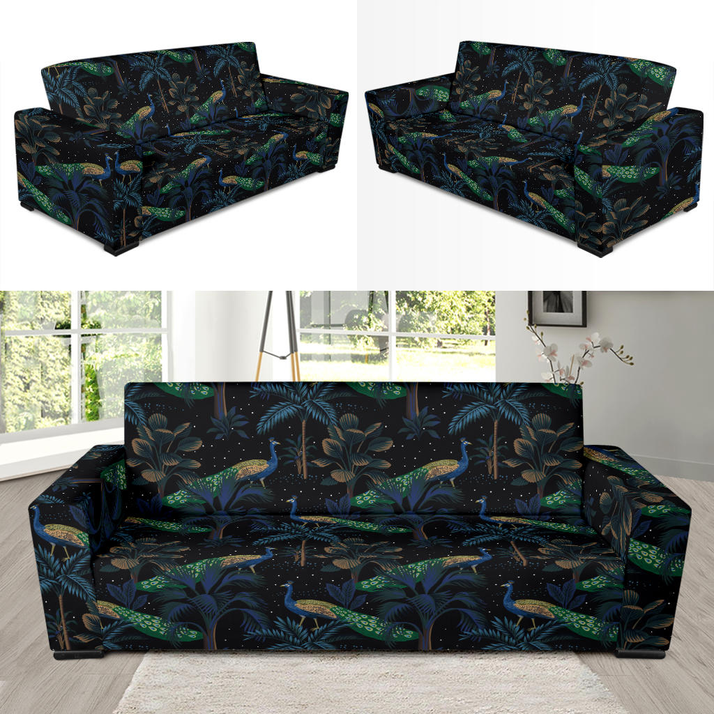 Rainforest Peacock Pattern Print Design A04 Sofa Slipcover