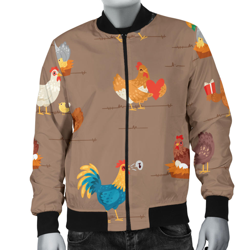 Chicken Happy Print Pattern Men Bomber Jacket
