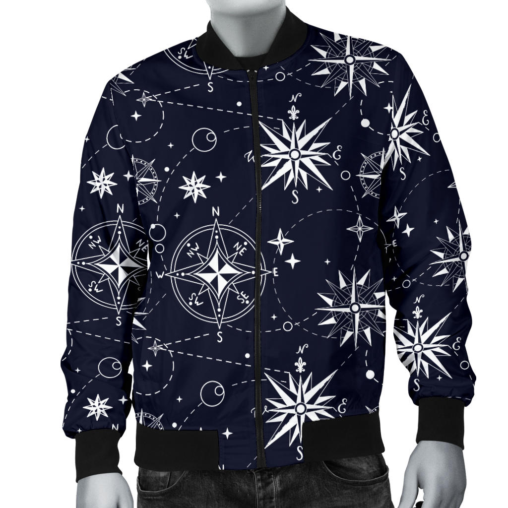 Nautical Sky Design Themed Print Men Bomber Jacket