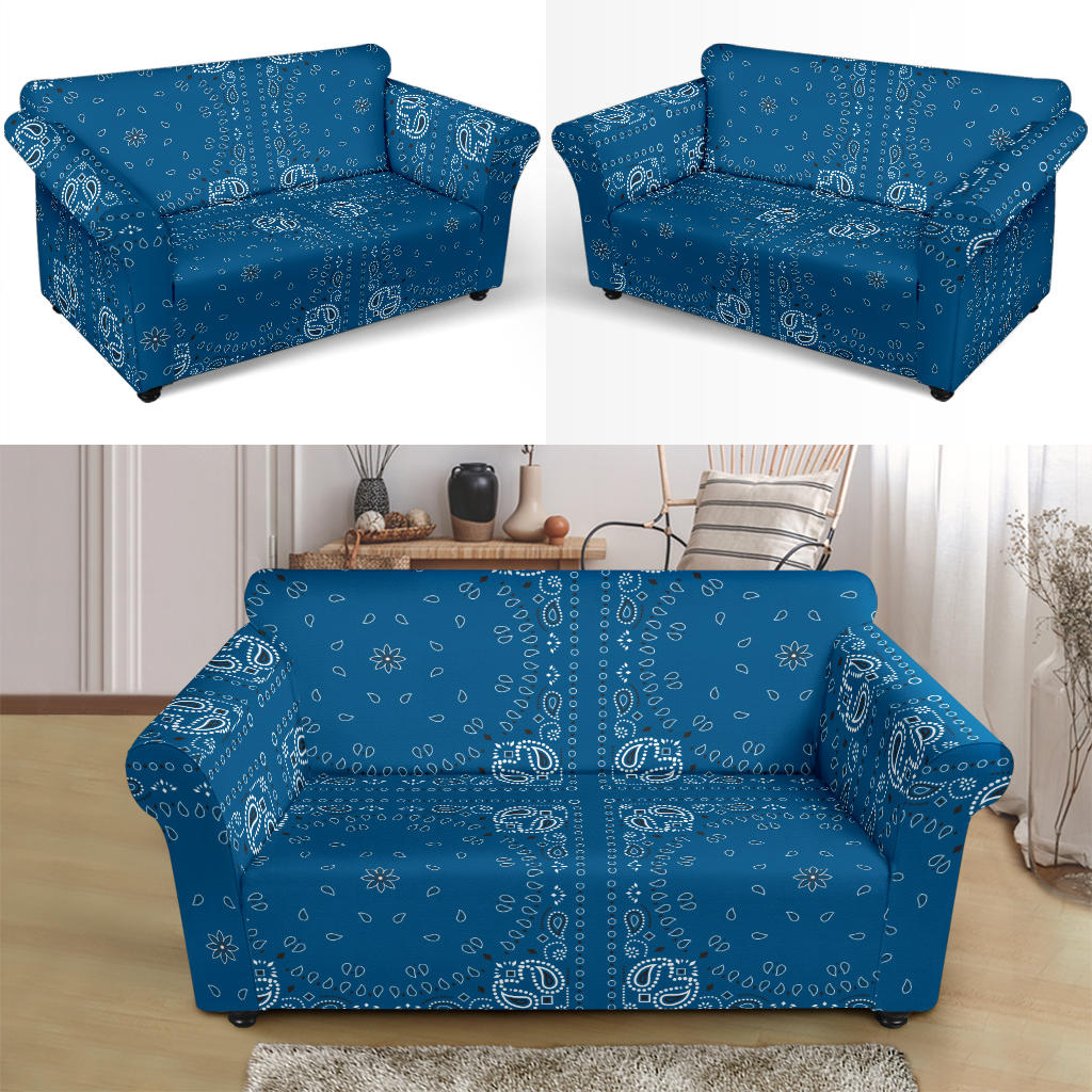 Bandana Blue Print Design LKS301 Loveseat Couch Slipcover