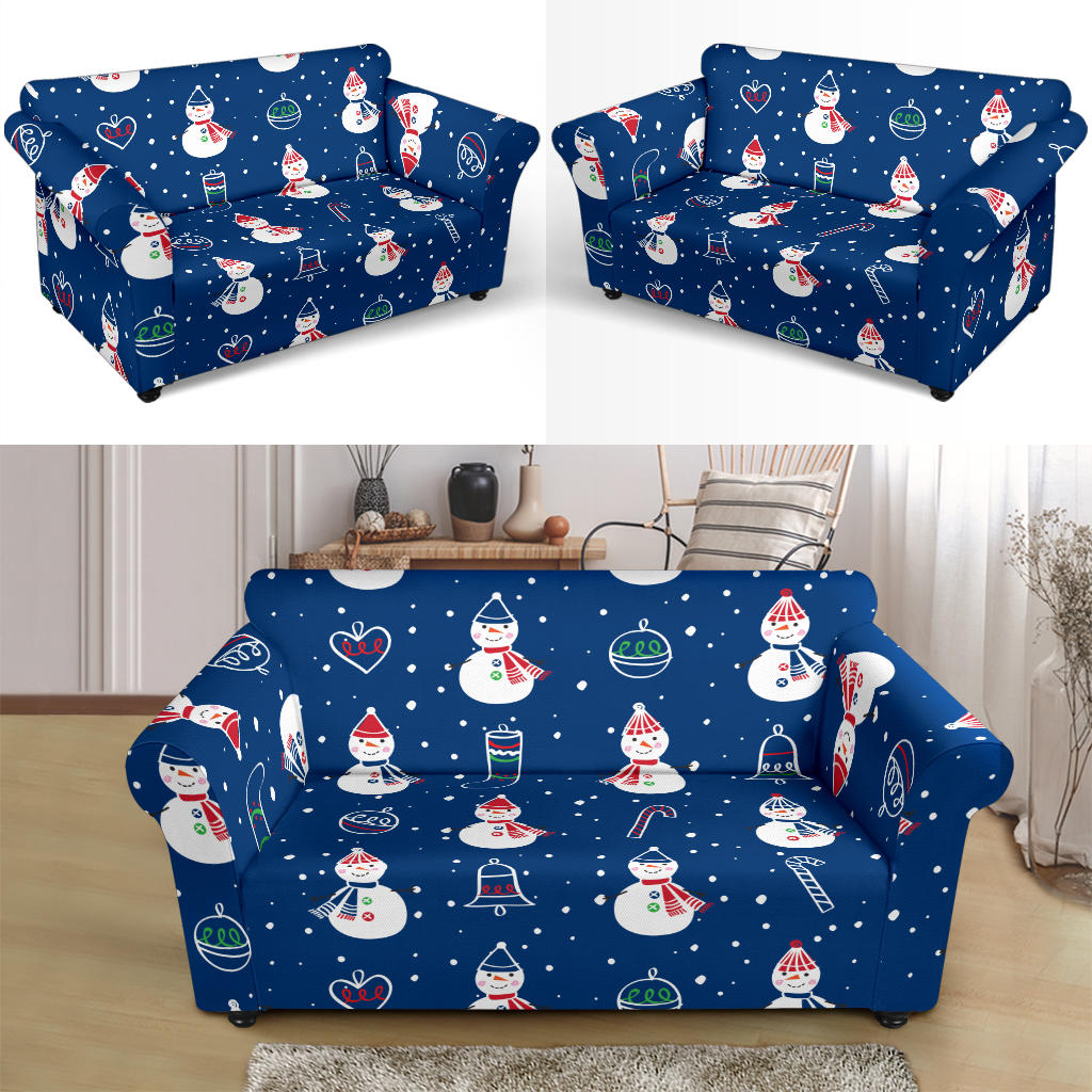 Snowman Print Design LKS306 Loveseat Couch Slipcover