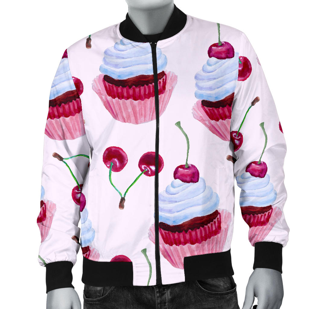 Cherry Cupcake Pink Pattern Men Bomber Jacket