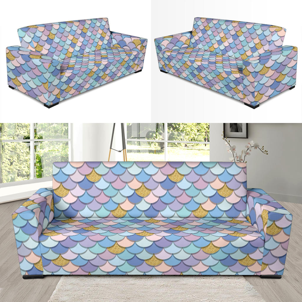 Mermaid Scales Pattern Print Design 05 Sofa Slipcover