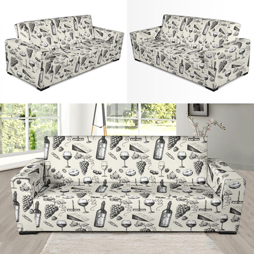 Wine Themed Print Design LKS306 Sofa Slipcover