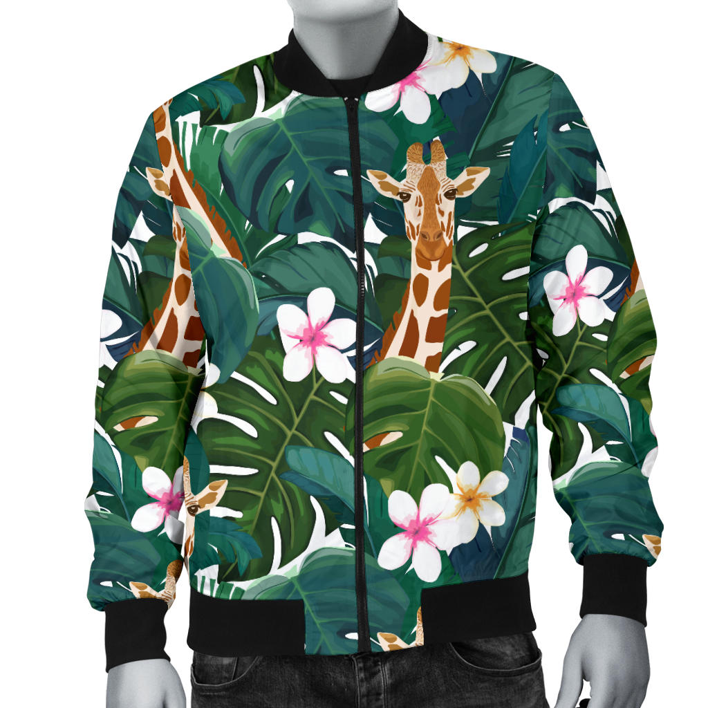 Giraffe Jungle Design Print Men Bomber Jacket
