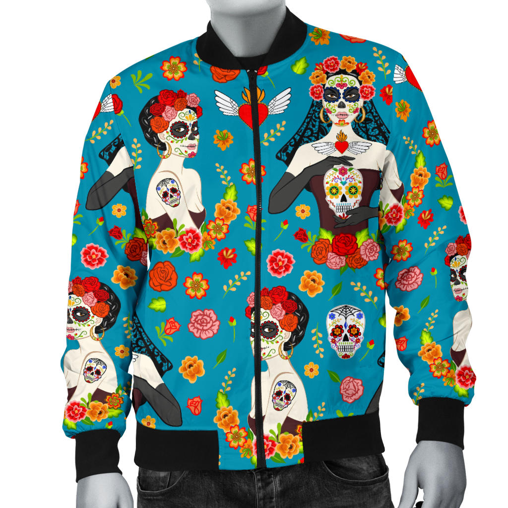 Day of the Dead Old School Girl Design Men Bomber Jacket