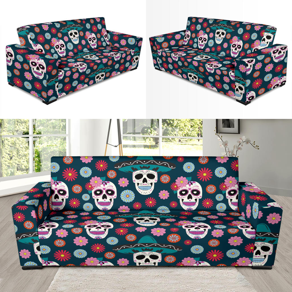 Sugar Skull Print Design LKS308 Sofa Slipcover