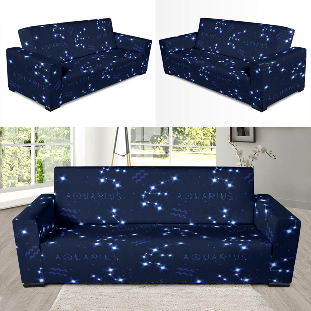 Aquarius Zodiac Pattern Print Design 02 Sofa Slipcover