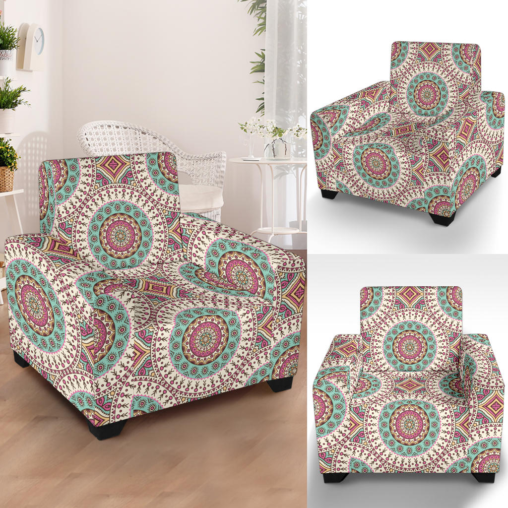 Bohemian Round Style Print Armchair Slipcover