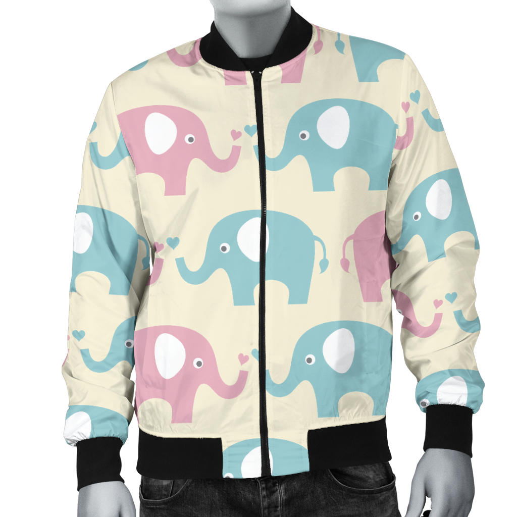 Elephant Baby Pastel Print Pattern Men Bomber Jacket