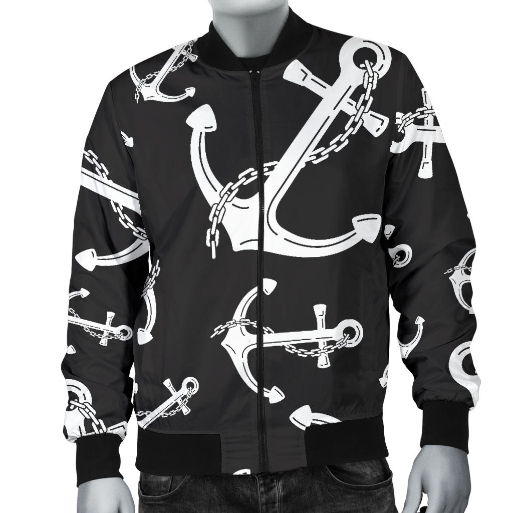 Anchor Black White Men Bomber Jacket