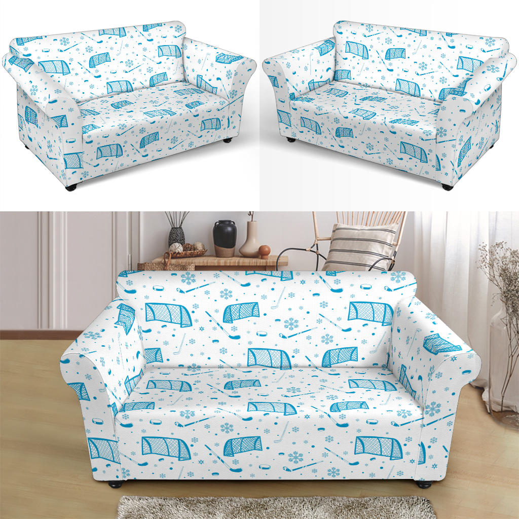 Hockey Print Design LKS303 Loveseat Couch Slipcover