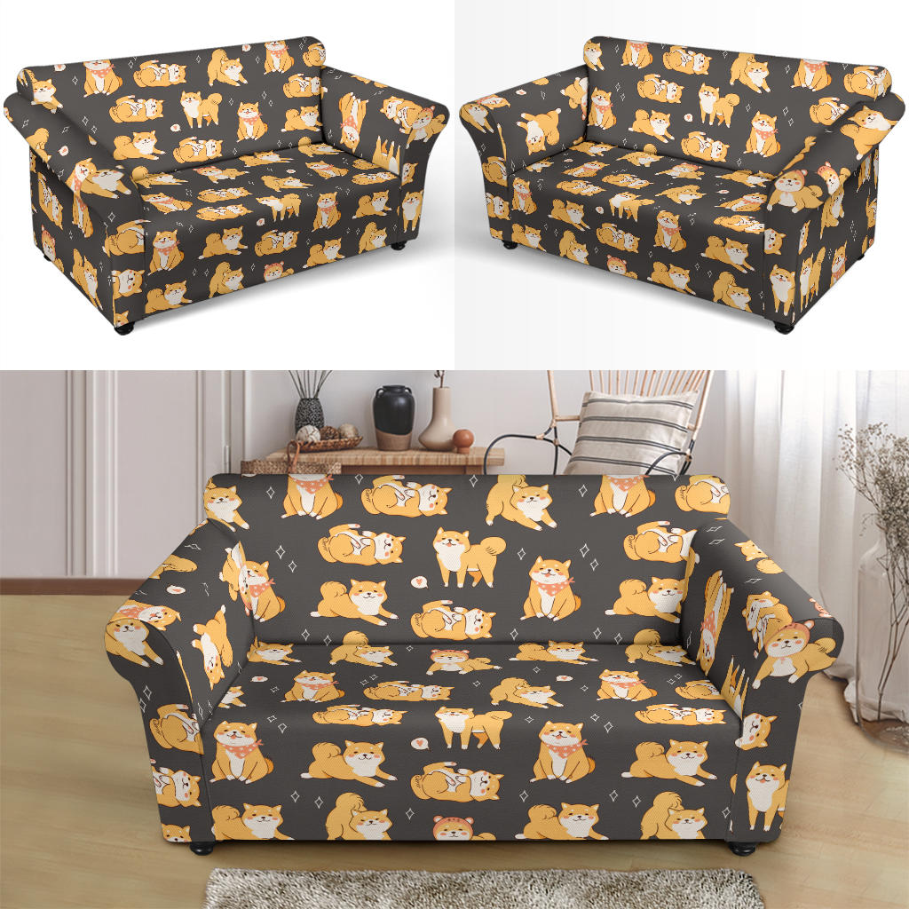 Shiba Inu Print Design LKS309 Loveseat Couch Slipcover
