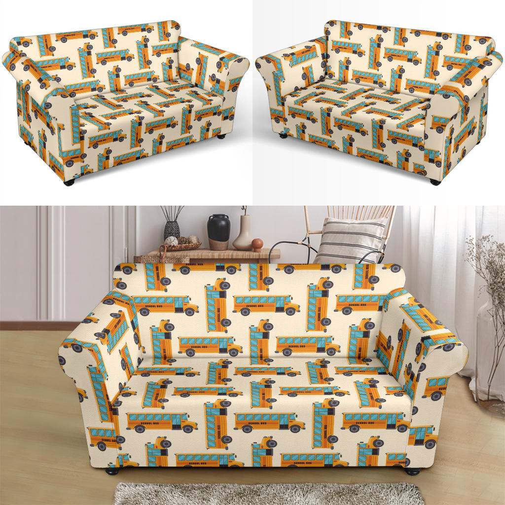 School Bus Print Design LKS305 Loveseat Couch Slipcover