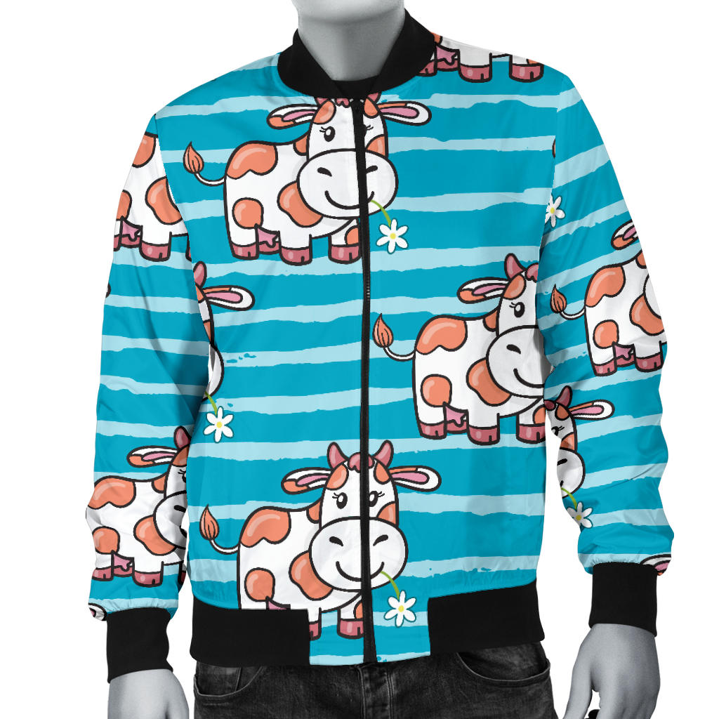 Cow Cute Print Pattern Men Bomber Jacket