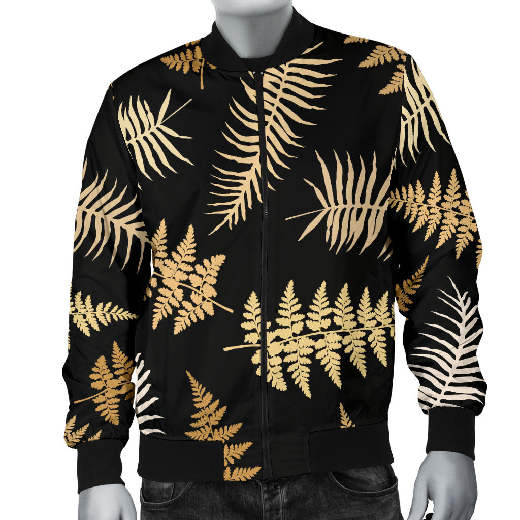 Fern Leave Bright Print Pattern Men Bomber Jacket