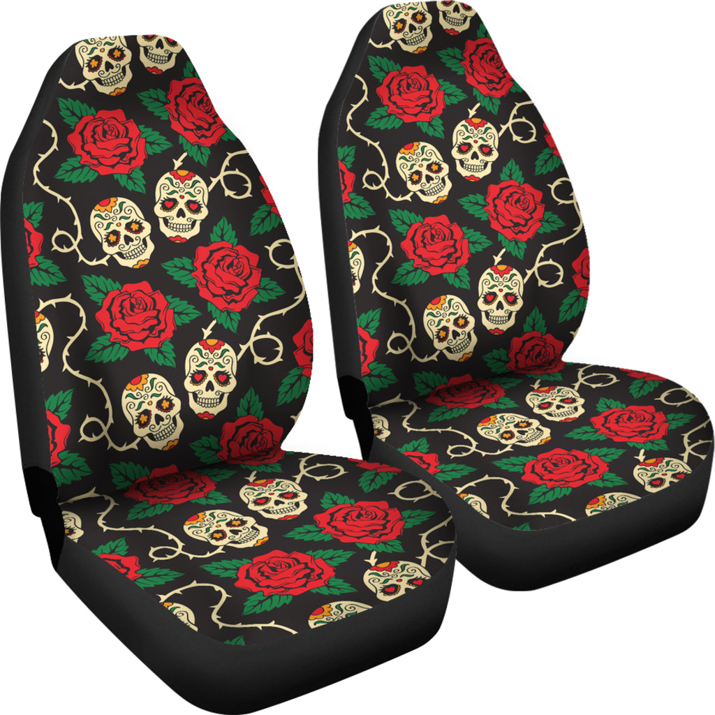 Sugar Skull Red Rose Print Design LKS301 Car Seat Covers