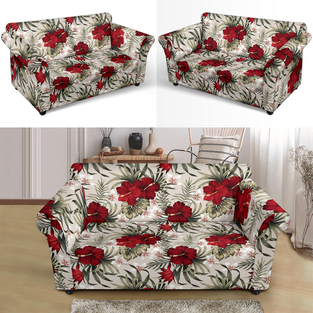 Hibiscus Print Design LKS3011 Loveseat Couch Slipcover