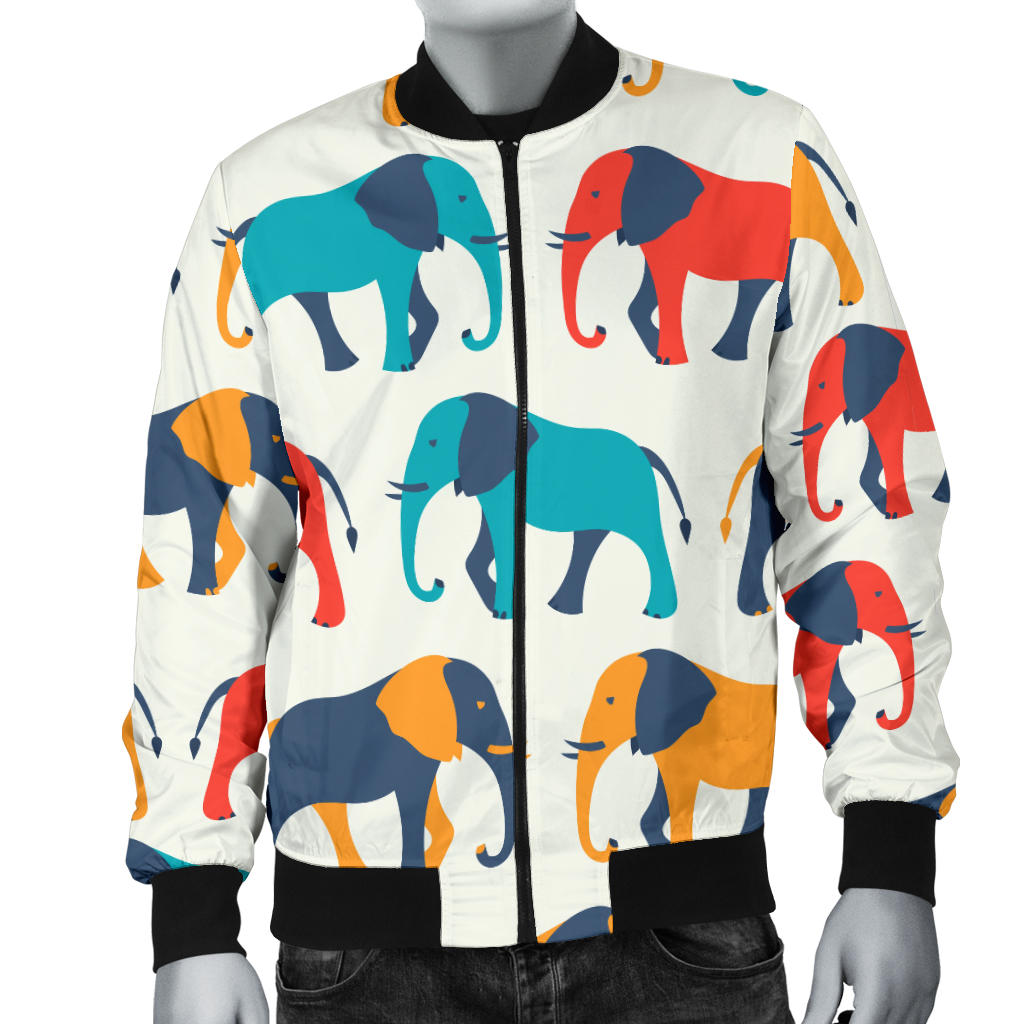 Elephant Colorful Print Pattern Men Bomber Jacket