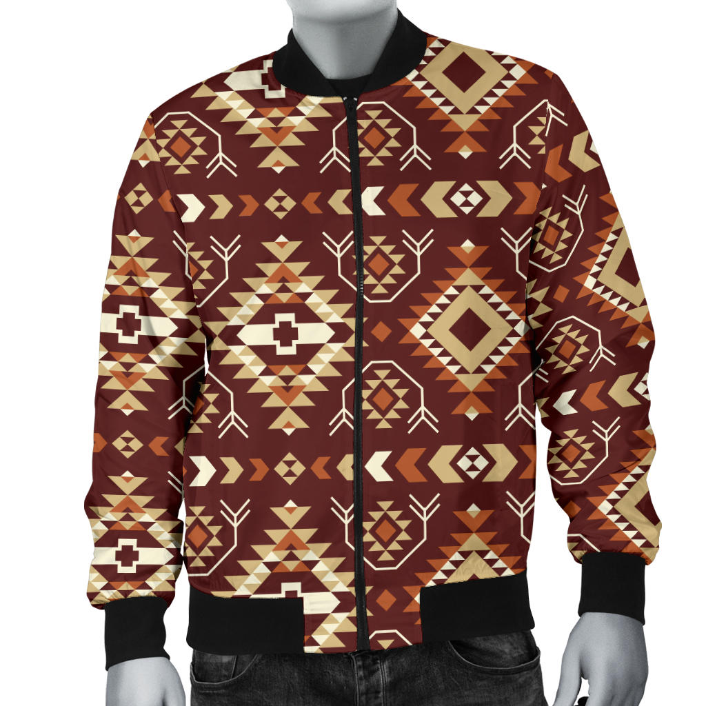 Navajo Native Color Print Pattern Men Bomber Jacket