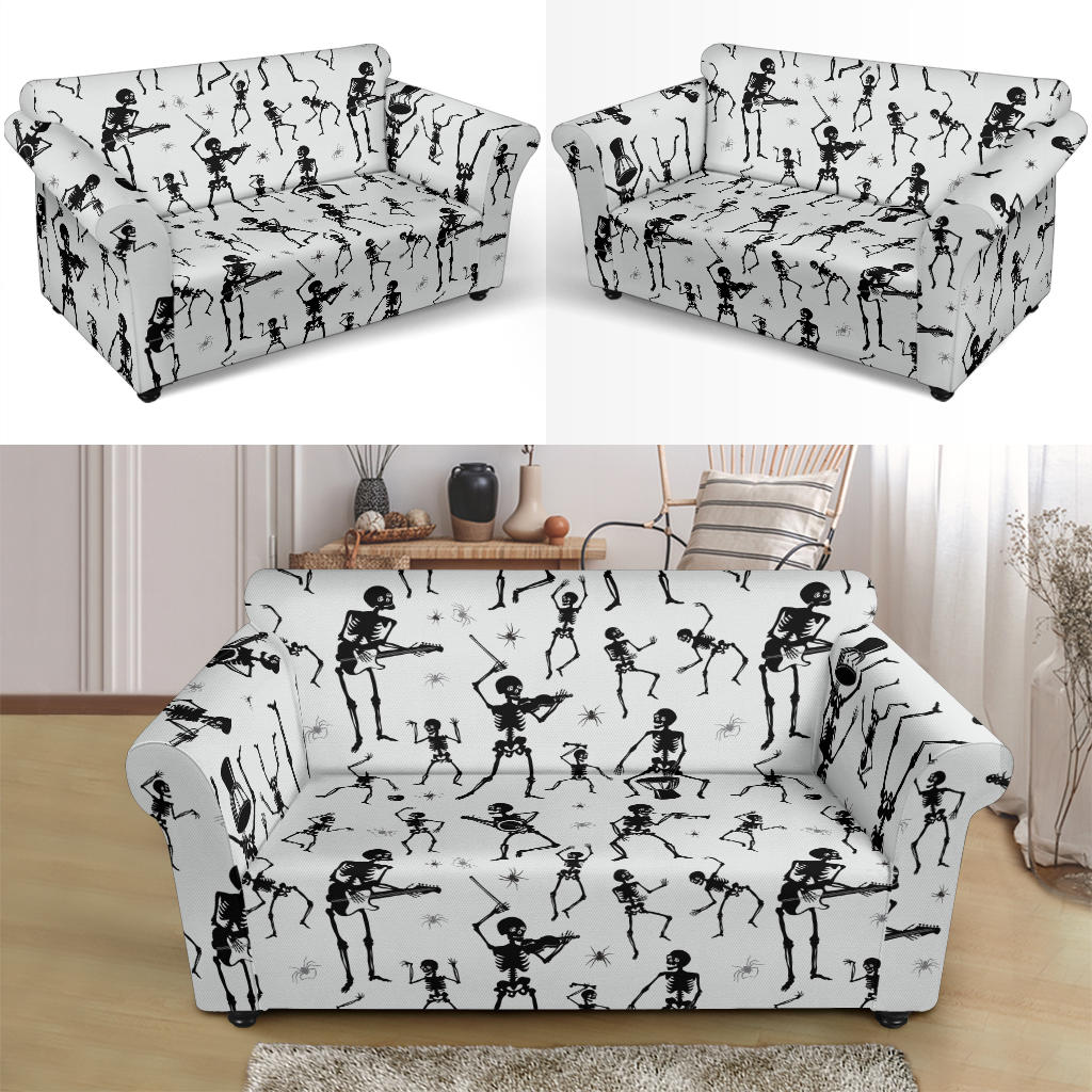 Skeleton Music Player Print Design LKS303 Loveseat Couch Slipcover