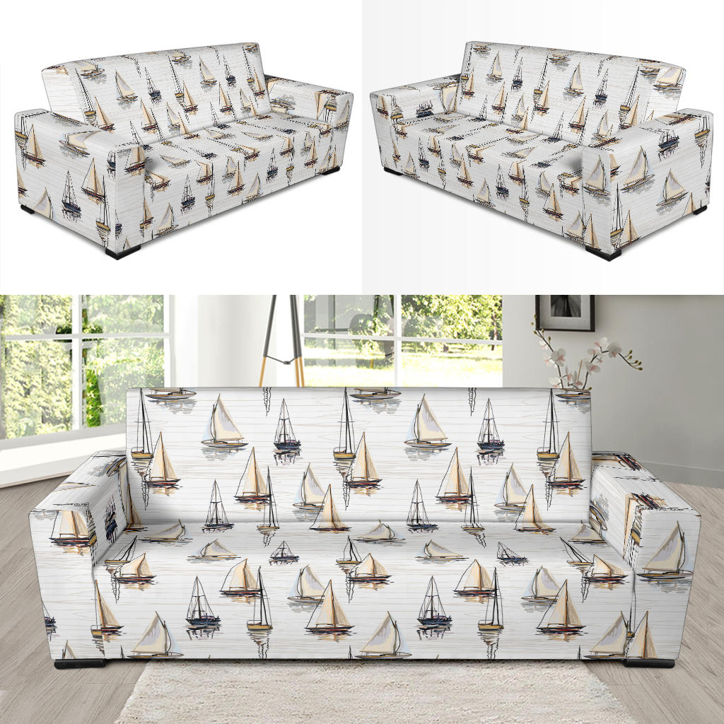 Sailboat Paint Pattern Print Design LKS307 Sofa Slipcover
