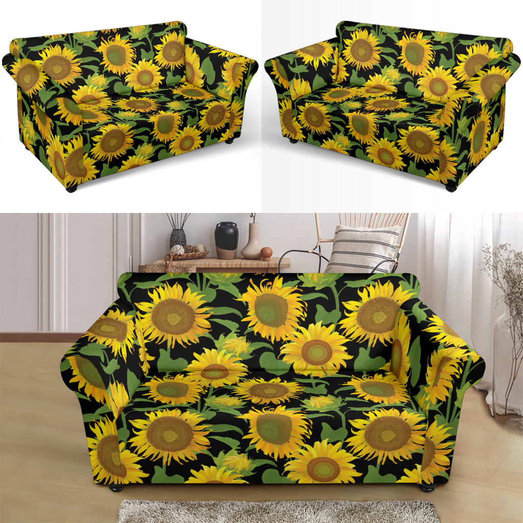 Sunflower Print Design LKS302 Loveseat Couch Slipcover