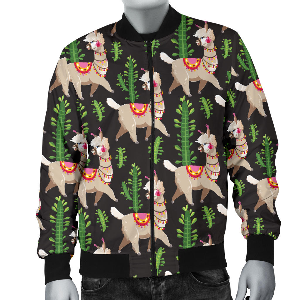 Alpaca Cactus Design Themed Print Men Bomber Jacket
