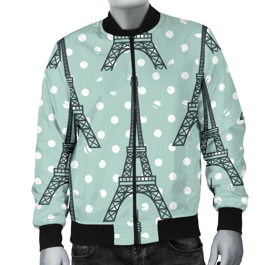 Eiffel Tower Polka Dot Print Men Bomber Jacket