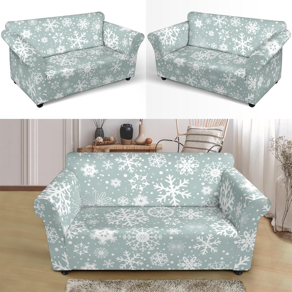 Snowflake Print Design LKS303 Loveseat Couch Slipcover