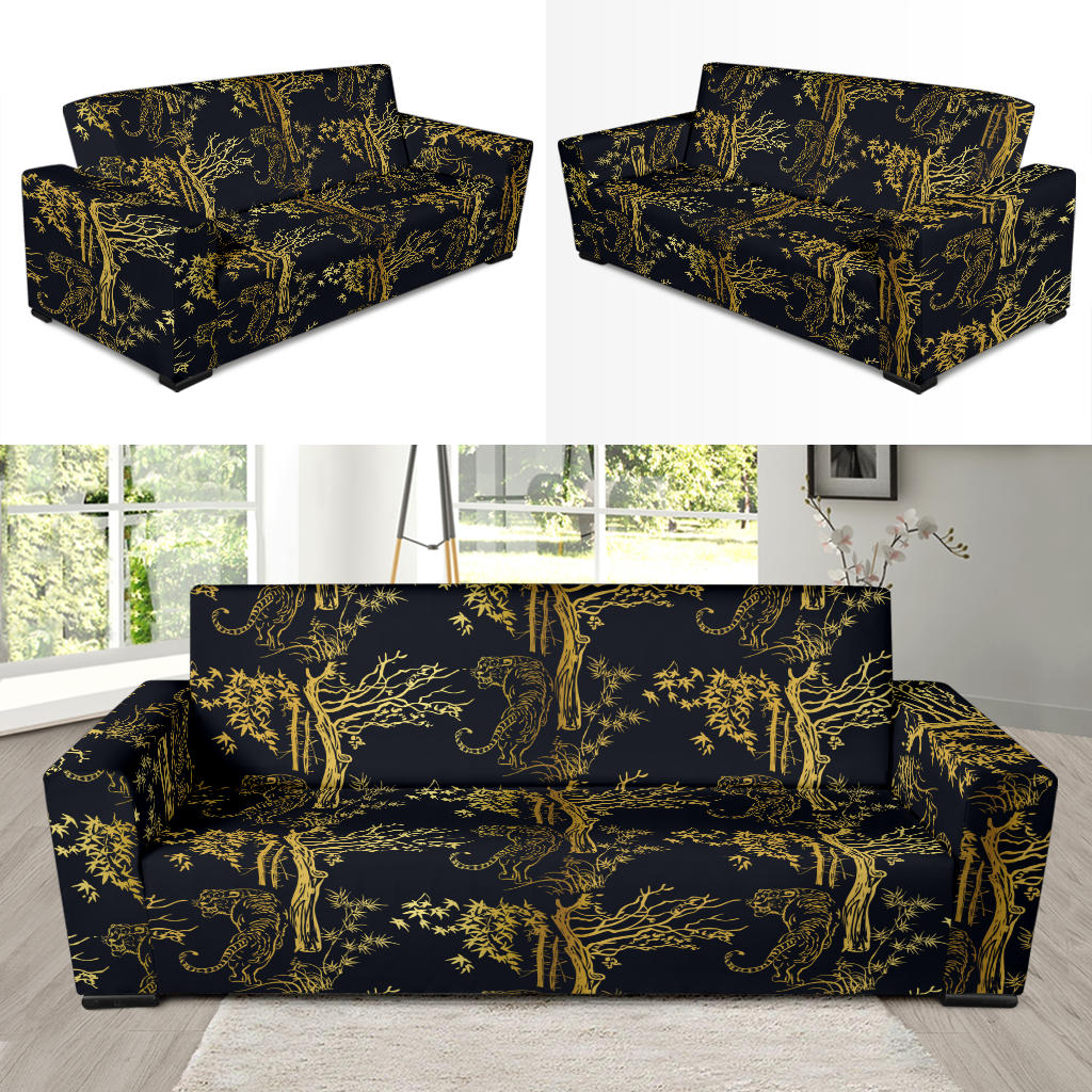 Tiger Gold Print Design LKS307 Sofa Slipcover