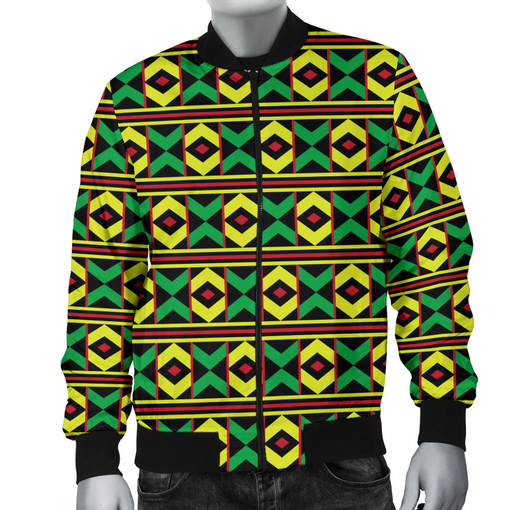 African Geometric Print Pattern Men Bomber Jacket