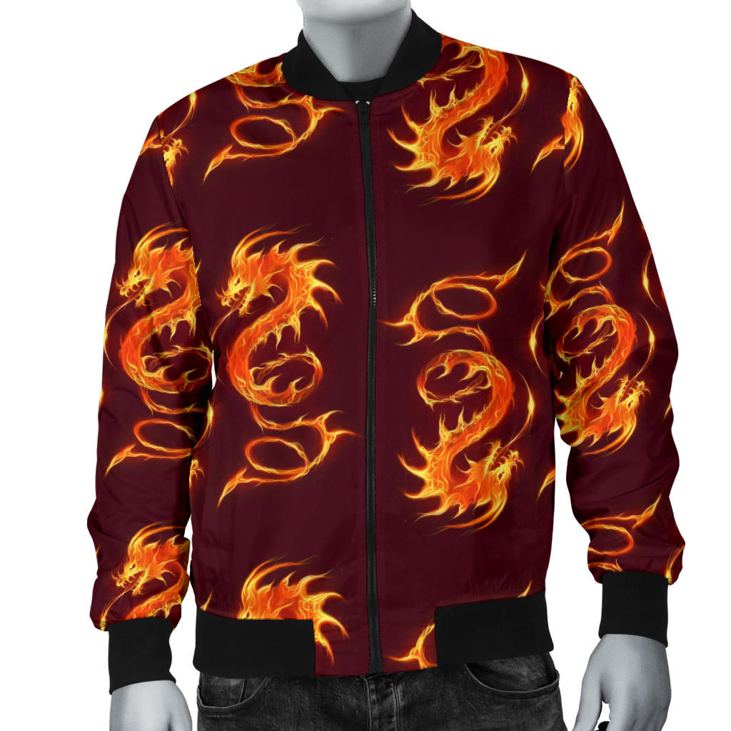 Dragons Fire Design Men Bomber Jacket