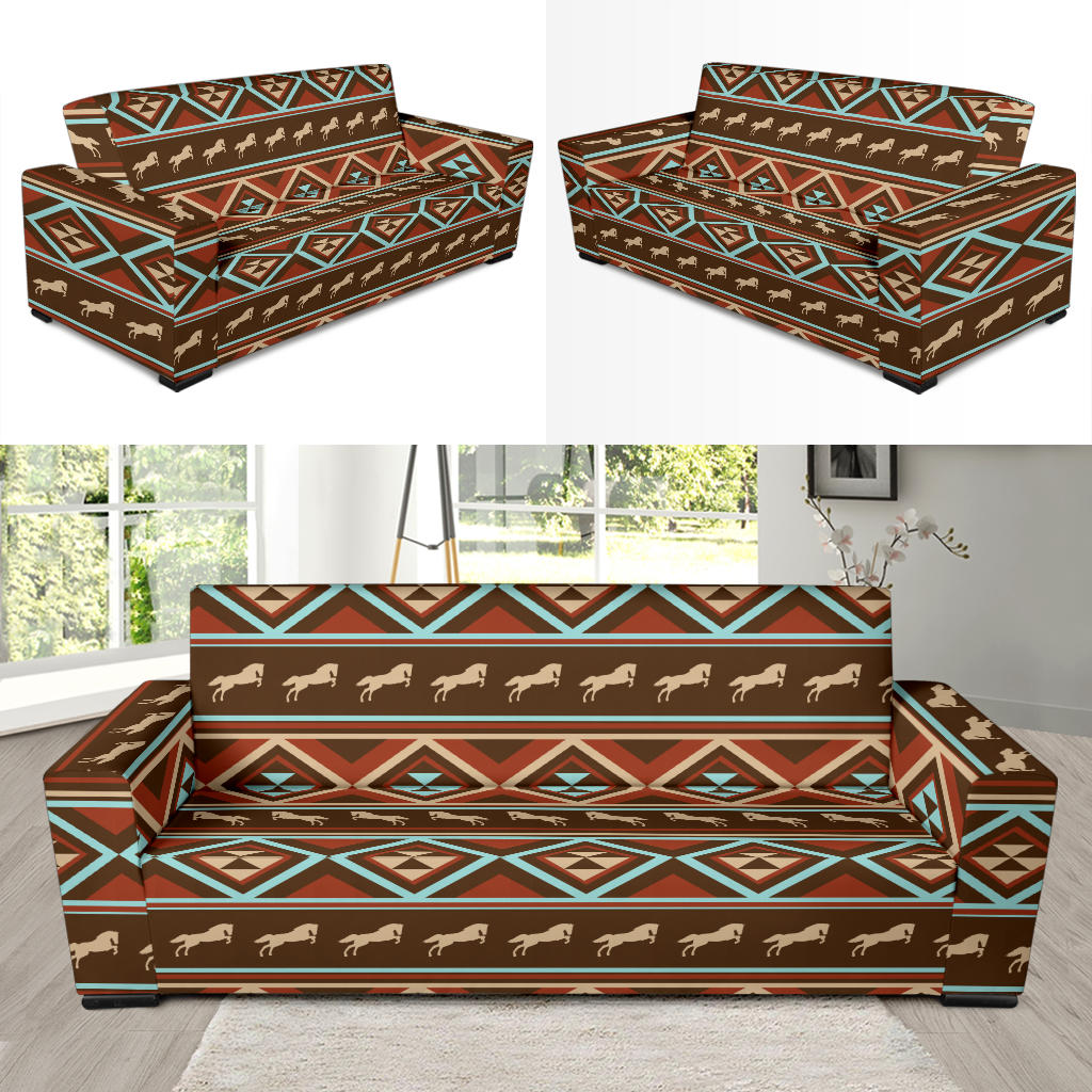 Western Horse Pattern Print LKS301 Sofa Slipcover