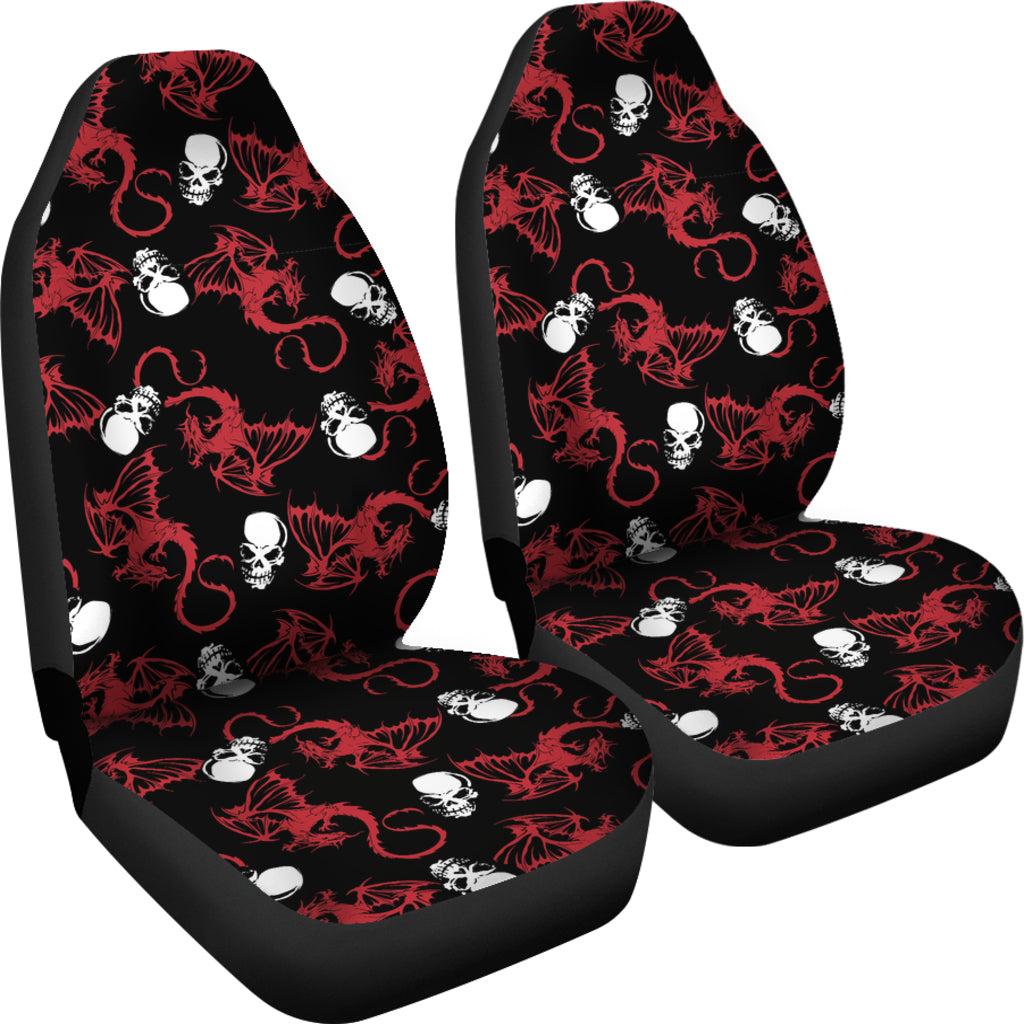 Skull With Red Dragon Print Design LKS304 Car Seat Covers