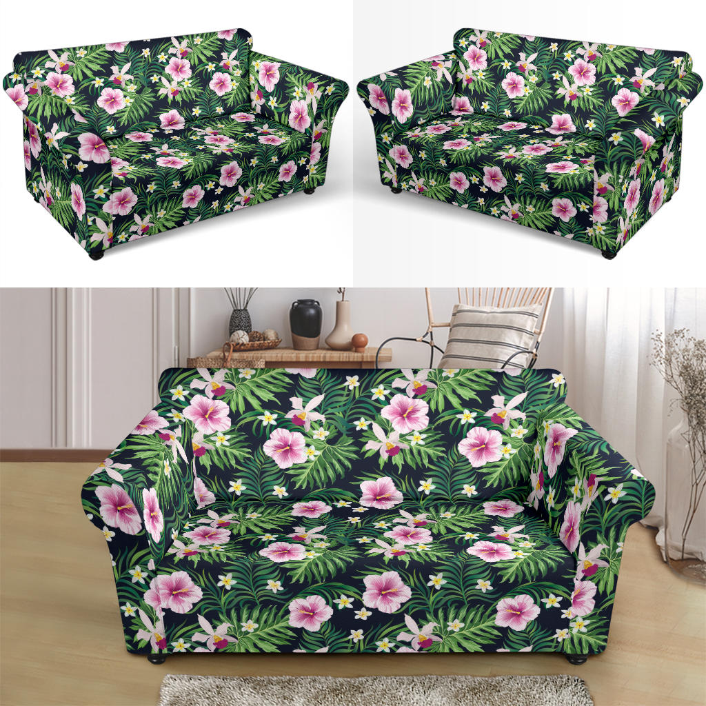 Hibiscus Tropical Print Design LKS309 Loveseat Couch Slipcover