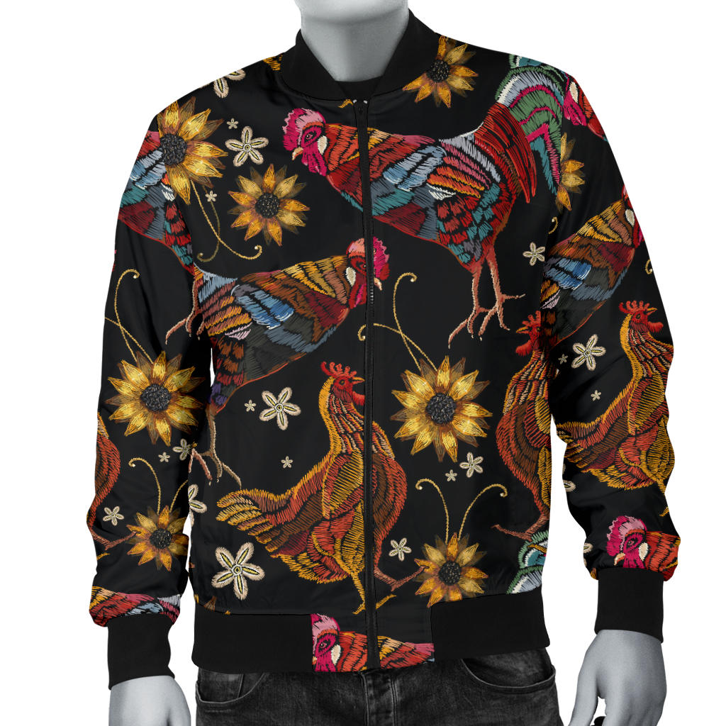 Chicken Embroidery Style Men Bomber Jacket