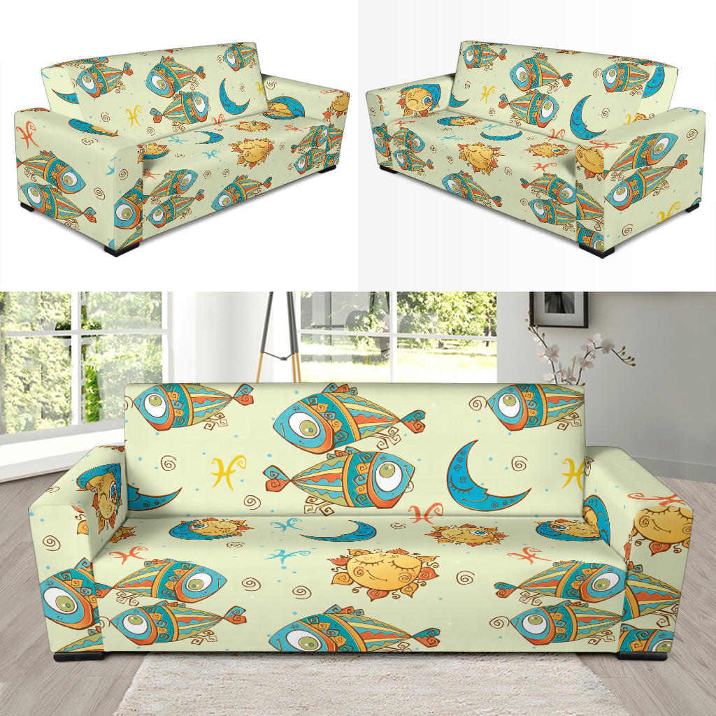 Pisces Pattern Print Design A03 Sofa Slipcover