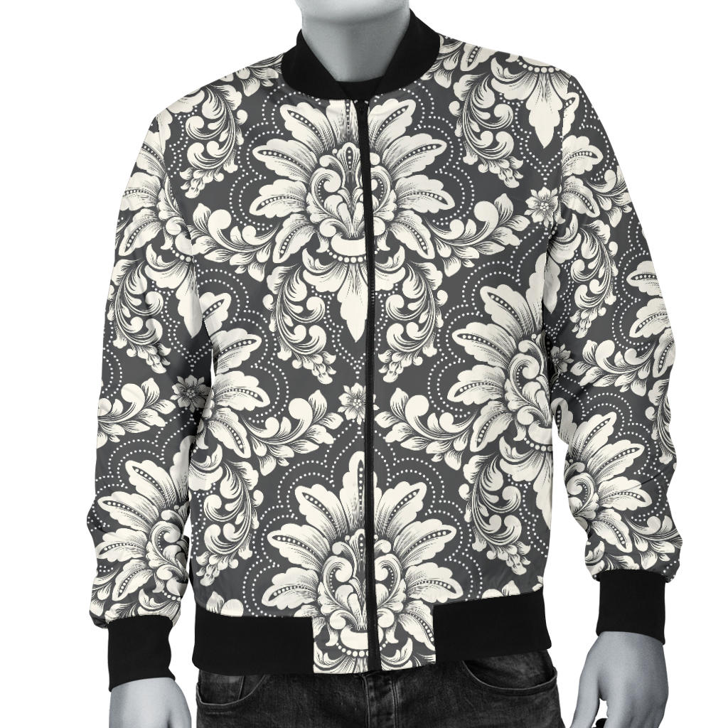Damask Elegant Print Pattern Men Bomber Jacket