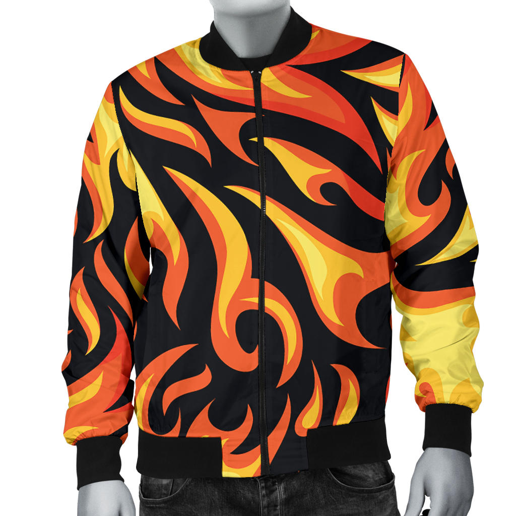 Flame Fire Design Pattern Men Bomber Jacket