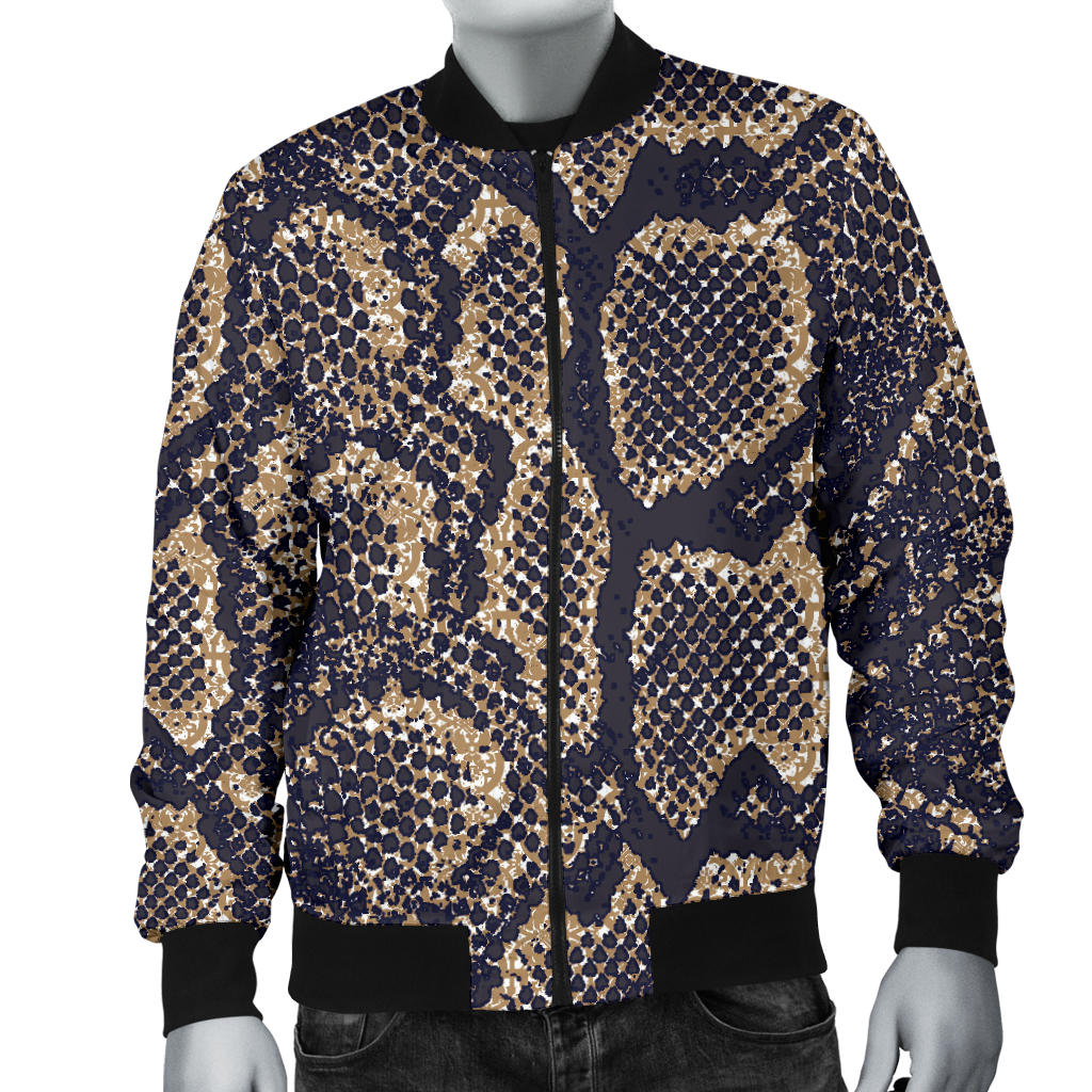 Snake Skin Pattern Print Men Bomber Jacket