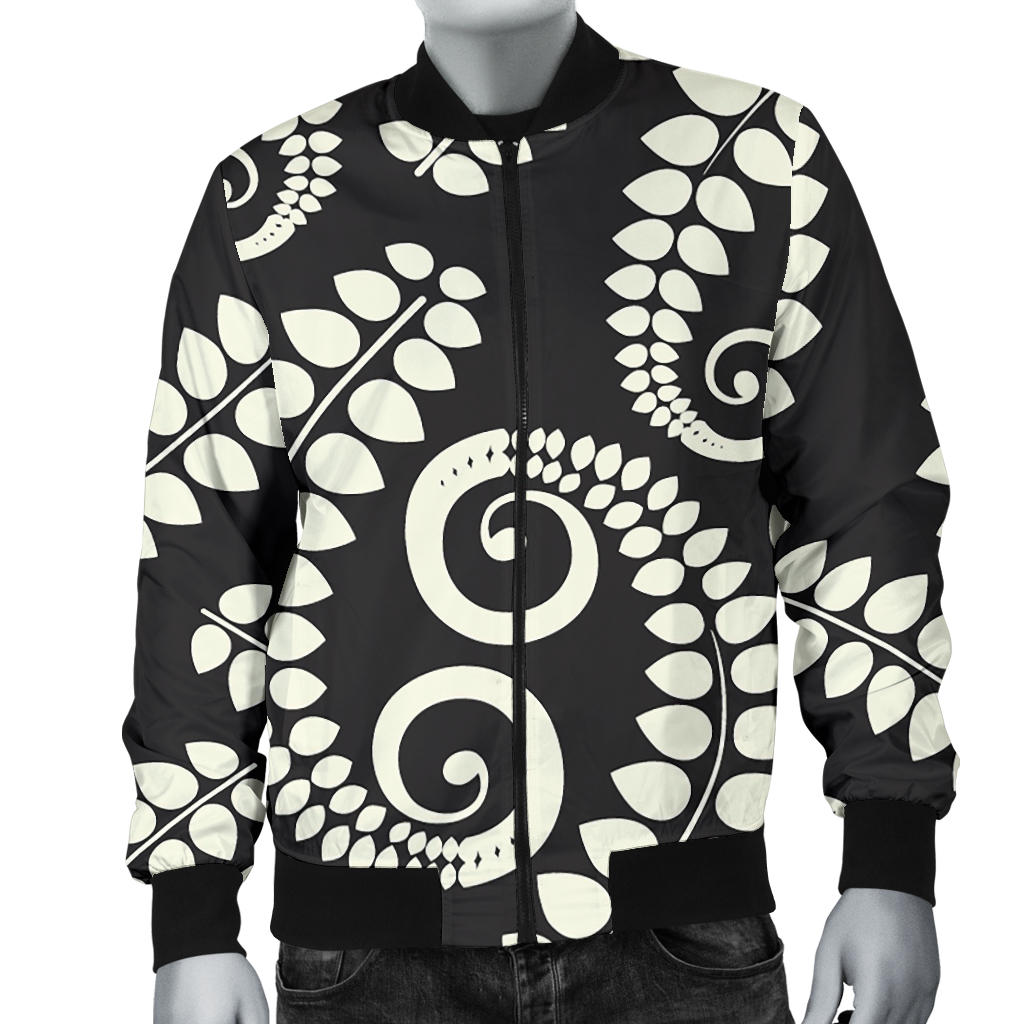 Fern Leave Print Pattern Men Bomber Jacket