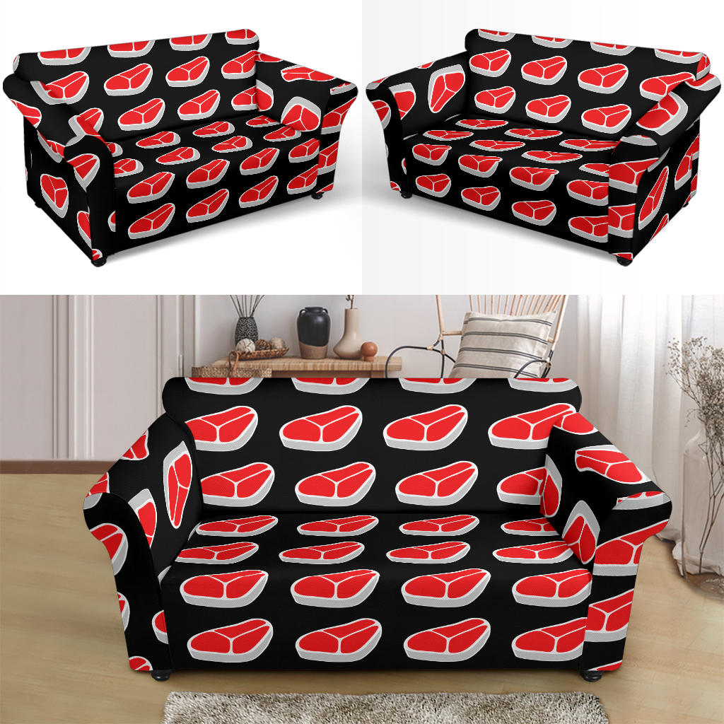 Steak Print Design LKS303 Loveseat Couch Slipcover