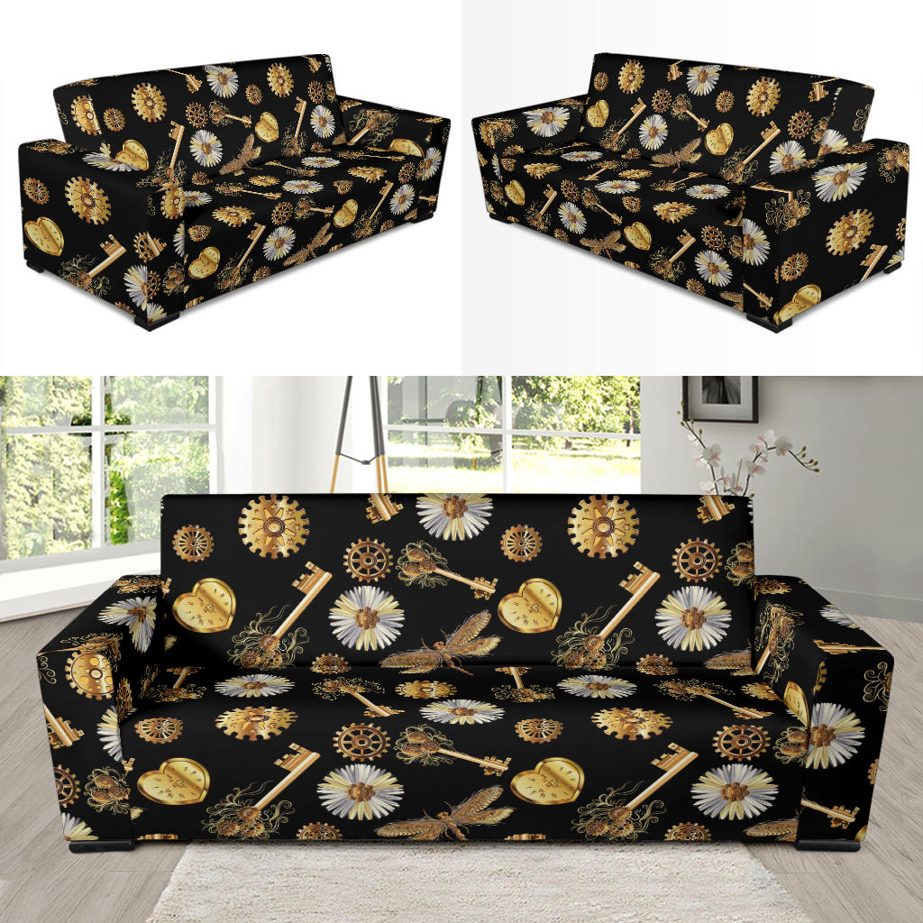 Steampunk Key Dragonfly Print Design LKS303 Sofa Slipcover