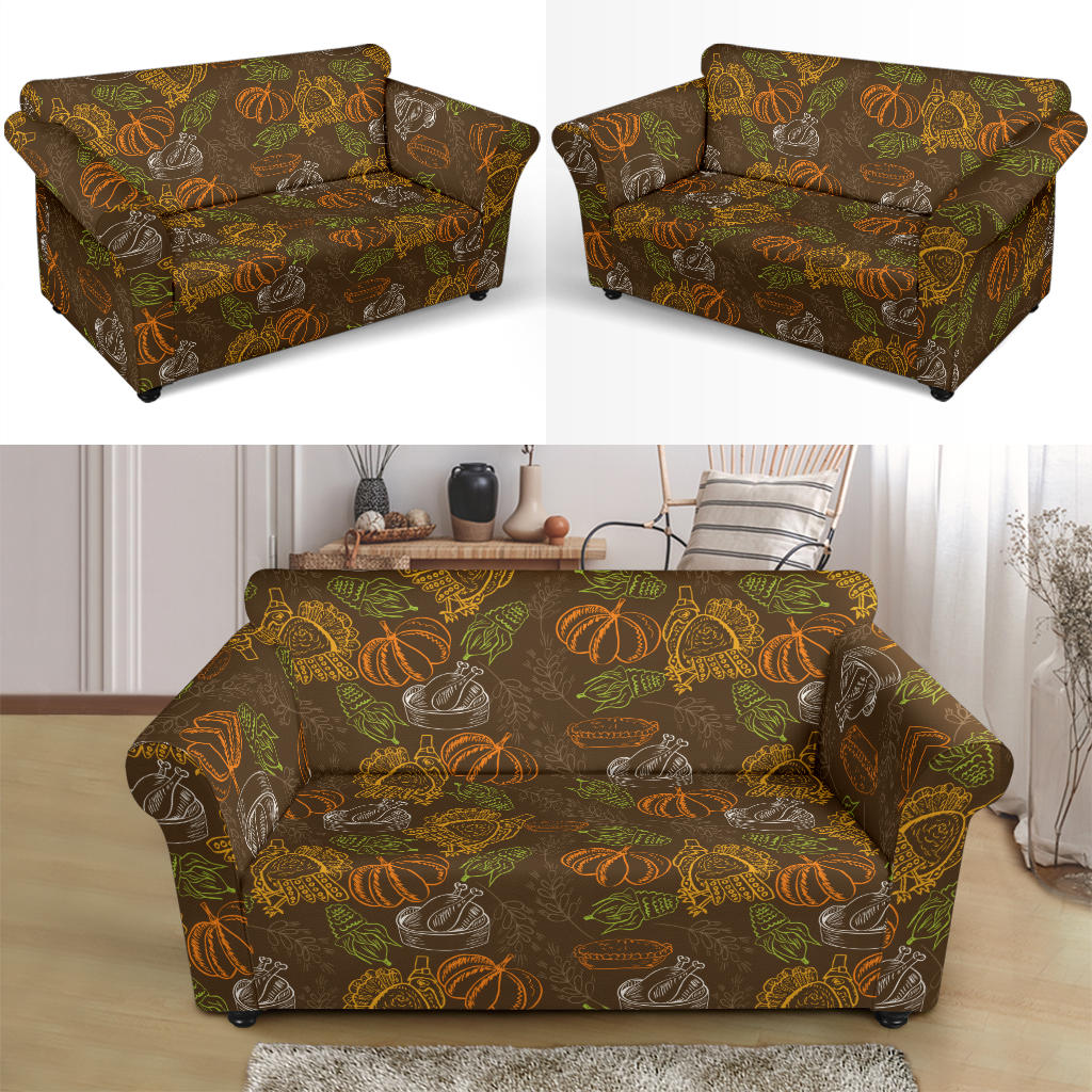 Thanksgiving Print Design LKS301 Loveseat Couch Slipcover