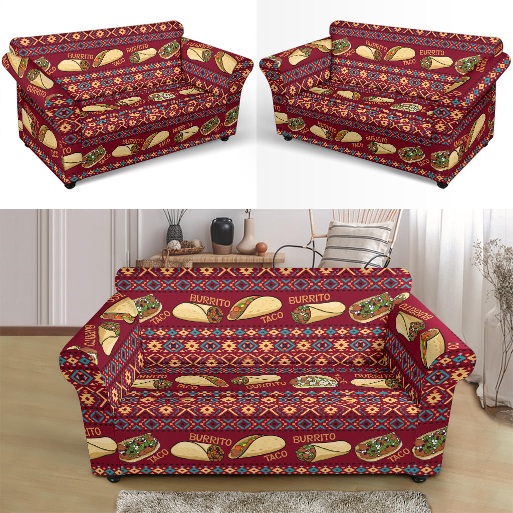 Burrito Taco Print Design LKS302 Loveseat Couch Slipcover