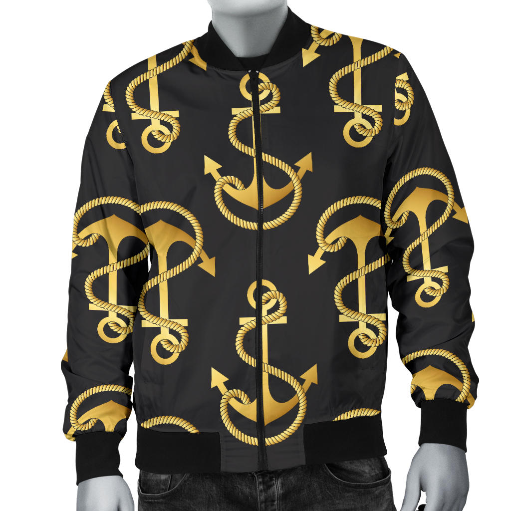 Anchor Gold Pattern Men Bomber Jacket