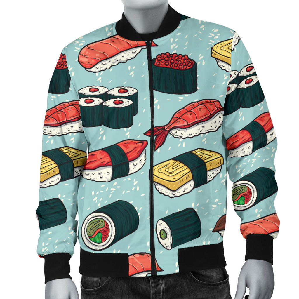 Sushi Pattern Design Men Bomber Jacket