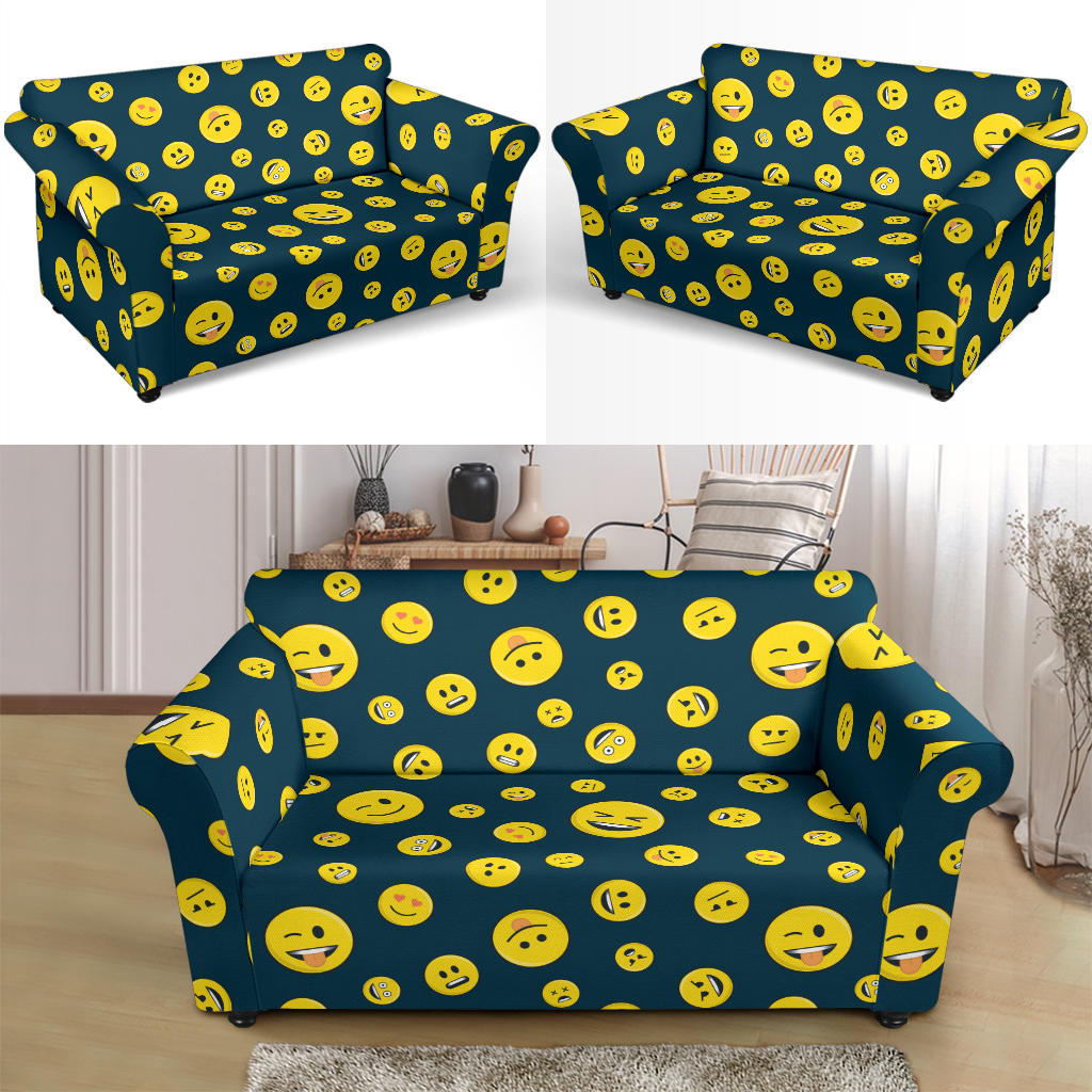 Smiley Face Emoji Print Design LKS301 Loveseat Couch Slipcover